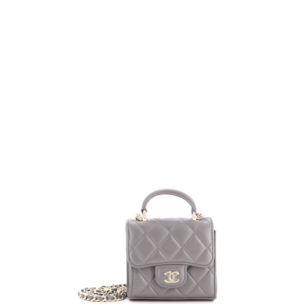 Chanel Square Classic Flap Top Handle Clutch with Chain
